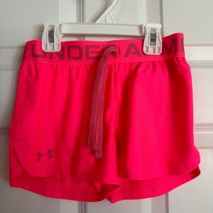Girls Under Armour Pink Play Up Shorts Youth Medium